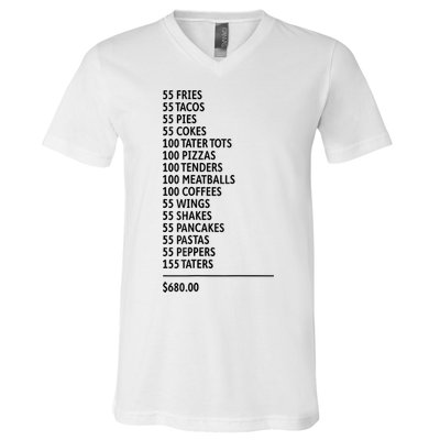 55 Burgers 55 Fries V-Neck T-Shirt