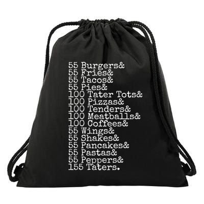 55 Burgers 55 Fries I Think You Should Leave Funny Sweatshirt Drawstring Bag