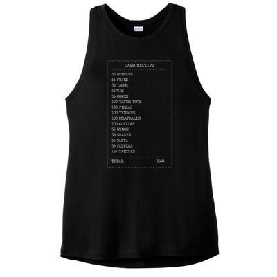 55 Burgers 55 Fries I Think You Should Leave Receipt Design Ladies PosiCharge Tri-Blend Wicking Tank