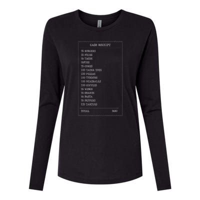 55 Burgers 55 Fries I Think You Should Leave Receipt Design Womens Cotton Relaxed Long Sleeve T-Shirt