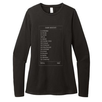 55 Burgers 55 Fries I Think You Should Leave Receipt Design Womens CVC Long Sleeve Shirt