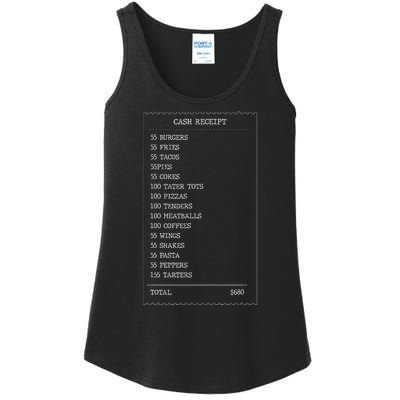 55 Burgers 55 Fries I Think You Should Leave Receipt Design Ladies Essential Tank