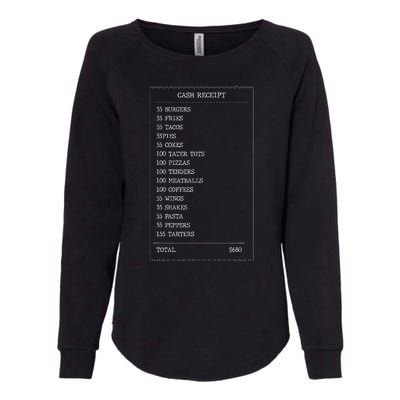 55 Burgers 55 Fries I Think You Should Leave Receipt Design Womens California Wash Sweatshirt