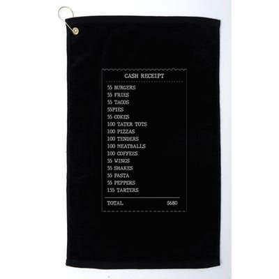 55 Burgers 55 Fries I Think You Should Leave Receipt Design Platinum Collection Golf Towel