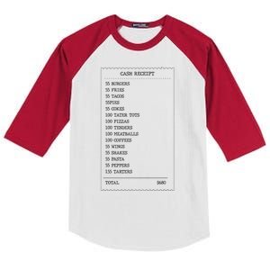 55 Burgers 55 Fries I Think You Should Leave Receipt Design Kids Colorblock Raglan Jersey