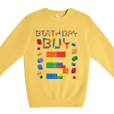 5th Birthday 5 Years Old Block Building Gift Premium Crewneck Sweatshirt