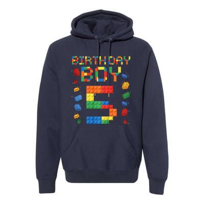 5th Birthday 5 Years Old Block Building Gift Premium Hoodie