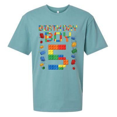 5th Birthday 5 Years Old Block Building Gift Sueded Cloud Jersey T-Shirt