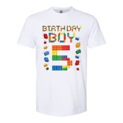 5th Birthday 5 Years Old Block Building Gift Softstyle® CVC T-Shirt