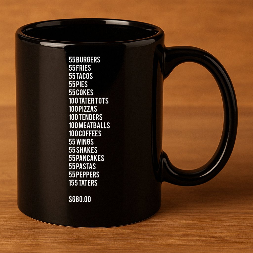 55 Burgers 55 Fries ITYSL 11oz C Handle Ceramic Mug
