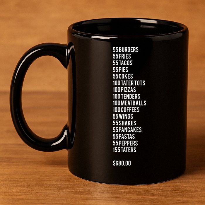 55 Burgers 55 Fries ITYSL 11oz C Handle Ceramic Mug
