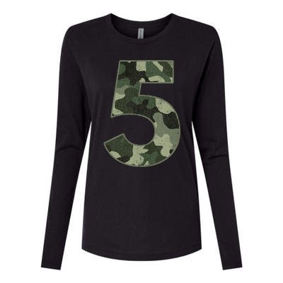 5th Birthday Army Birthday Party 5 Years Old Camo Number 5 Womens Cotton Relaxed Long Sleeve T-Shirt