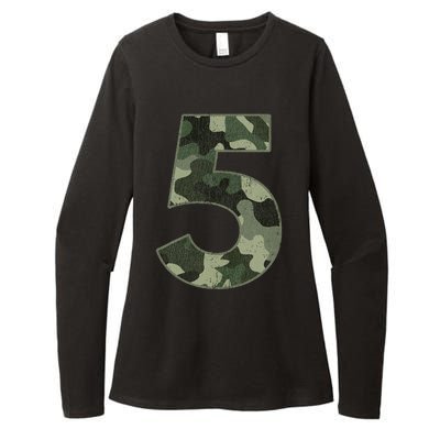 5th Birthday Army Birthday Party 5 Years Old Camo Number 5 Womens CVC Long Sleeve Shirt