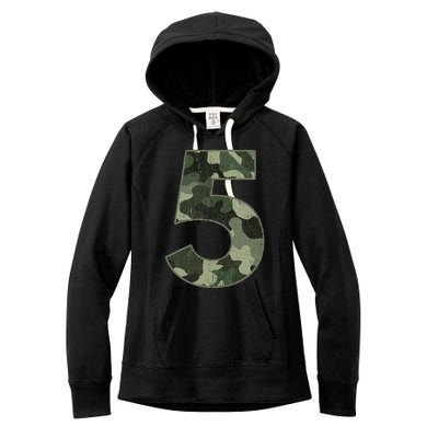 5th Birthday Army Birthday Party 5 Years Old Camo Number 5 Women's Fleece Hoodie