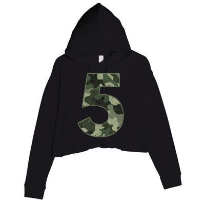 5th Birthday Army Birthday Party 5 Years Old Camo Number 5 Crop Fleece Hoodie