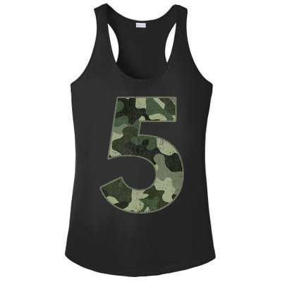 5th Birthday Army Birthday Party 5 Years Old Camo Number 5 Ladies PosiCharge Competitor Racerback Tank