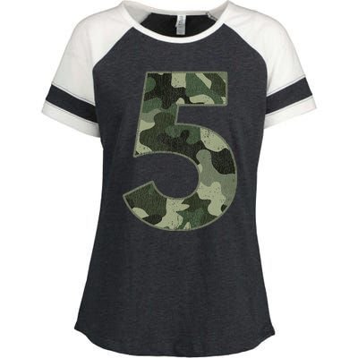 5th Birthday Army Birthday Party 5 Years Old Camo Number 5 Enza Ladies Jersey Colorblock Tee