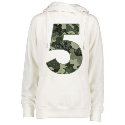 5th Birthday Army Birthday Party 5 Years Old Camo Number 5 Womens Funnel Neck Pullover Hood