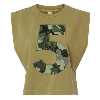 5th Birthday Army Birthday Party 5 Years Old Camo Number 5 Garment-Dyed Women's Muscle Tee