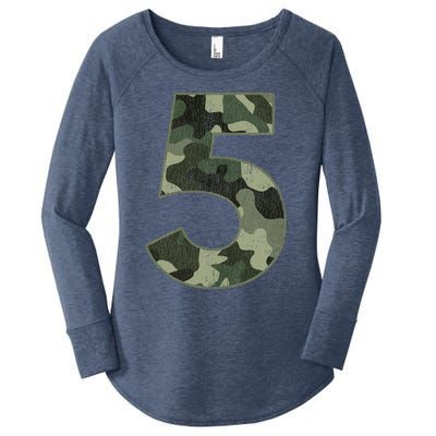 5th Birthday Army Birthday Party 5 Years Old Camo Number 5 Women's Perfect Tri Tunic Long Sleeve Shirt