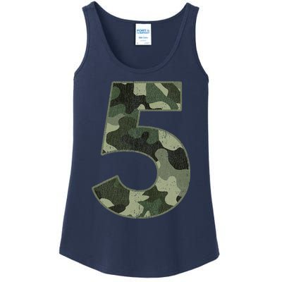 5th Birthday Army Birthday Party 5 Years Old Camo Number 5 Ladies Essential Tank