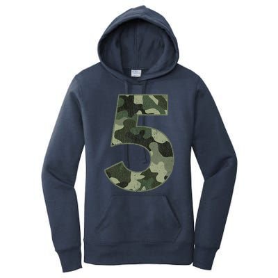 5th Birthday Army Birthday Party 5 Years Old Camo Number 5 Women's Pullover Hoodie