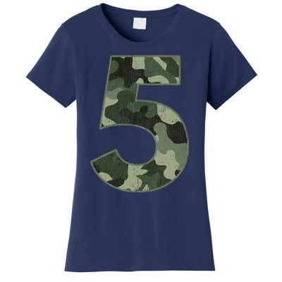 5th Birthday Army Birthday Party 5 Years Old Camo Number 5 Women's T-Shirt