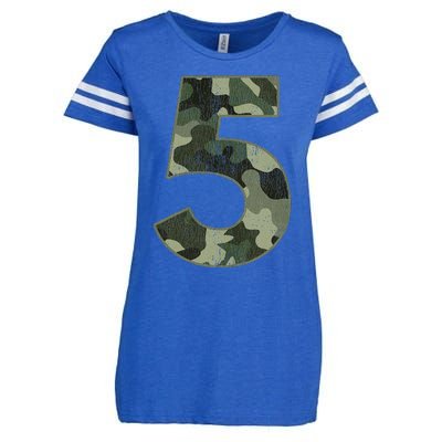 5th Birthday Army Birthday Party 5 Years Old Camo Number 5 Enza Ladies Jersey Football T-Shirt