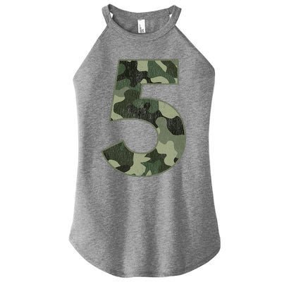 5th Birthday Army Birthday Party 5 Years Old Camo Number 5 Women's Perfect Tri Rocker Tank