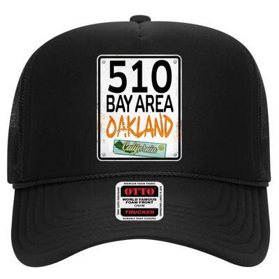 510 Bay Area Oakland California High Crown Mesh Back Trucker Hat