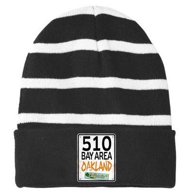 510 Bay Area Oakland California Striped Beanie with Solid Band