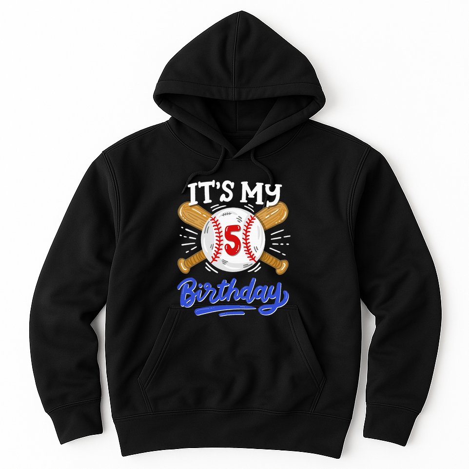 5th Baseball Birthday Party Sport Fan 5 Years Old Hoodie