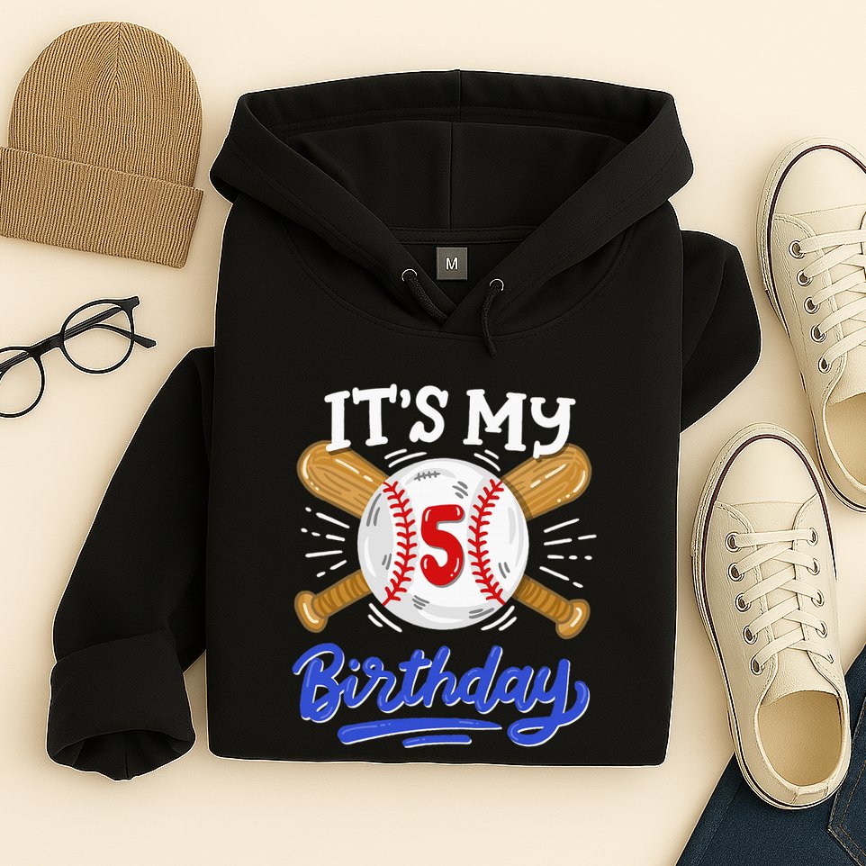 5th Baseball Birthday Party Sport Fan 5 Years Old Hoodie