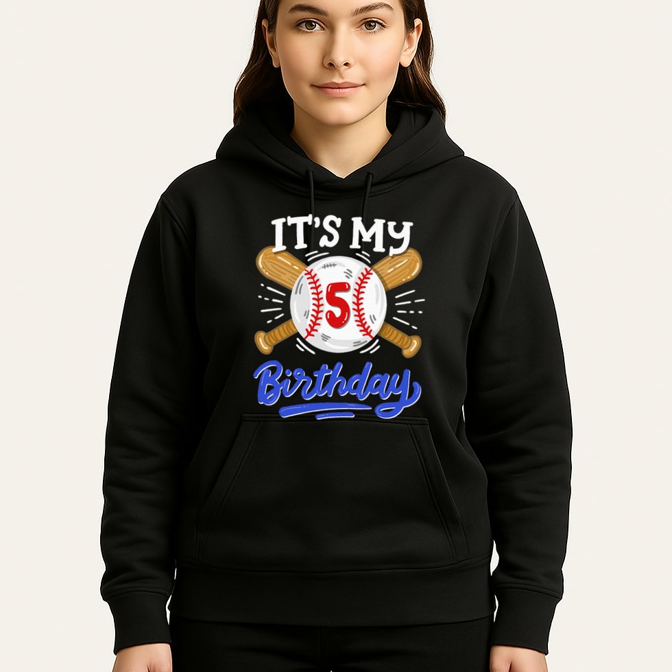 5th Baseball Birthday Party Sport Fan 5 Years Old Hoodie