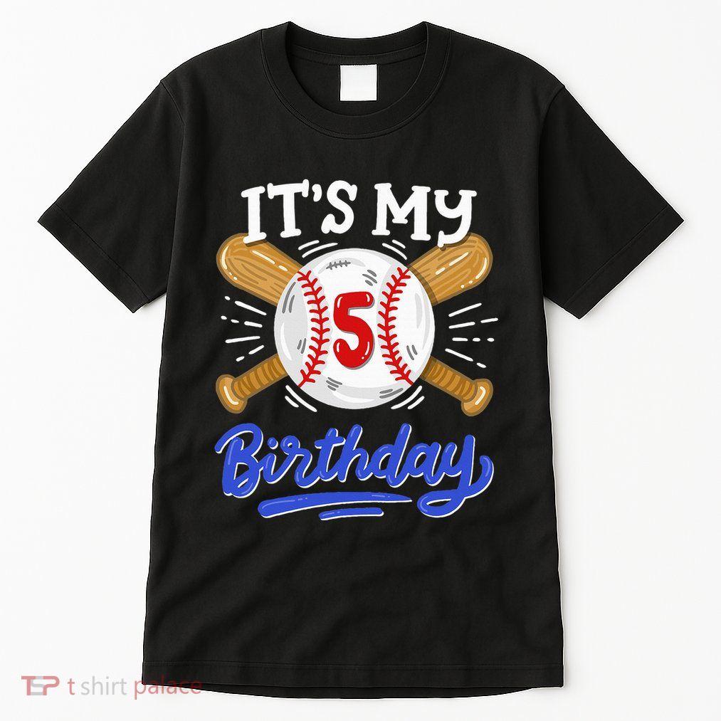5th Baseball Birthday Party Sport Fan 5 Years Old Tall T-Shirt