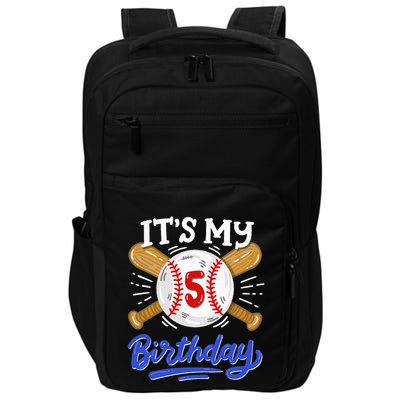 5th Baseball Birthday Party Sport Fan 5 Years Old Impact Tech Backpack