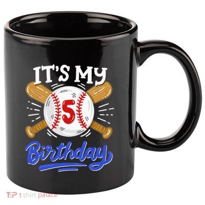5th Baseball Birthday Party Sport Fan 5 Years Old 11oz C Handle Ceramic Mug