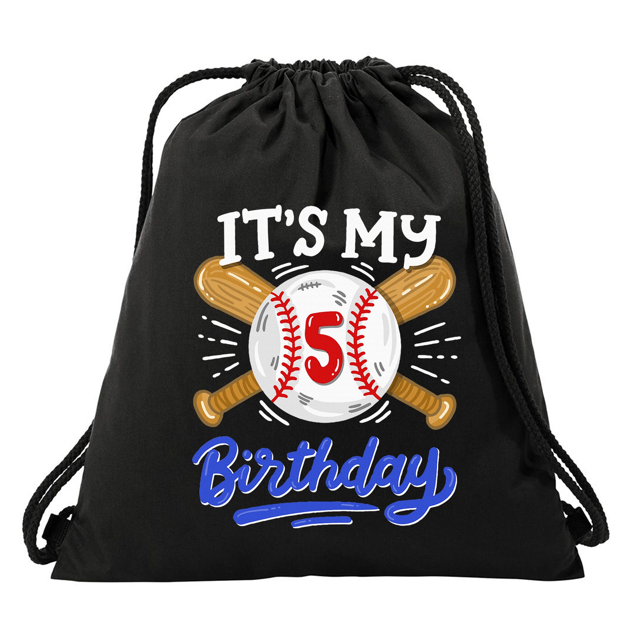5th Baseball Birthday Party Sport Fan 5 Years Old Drawstring Bag
