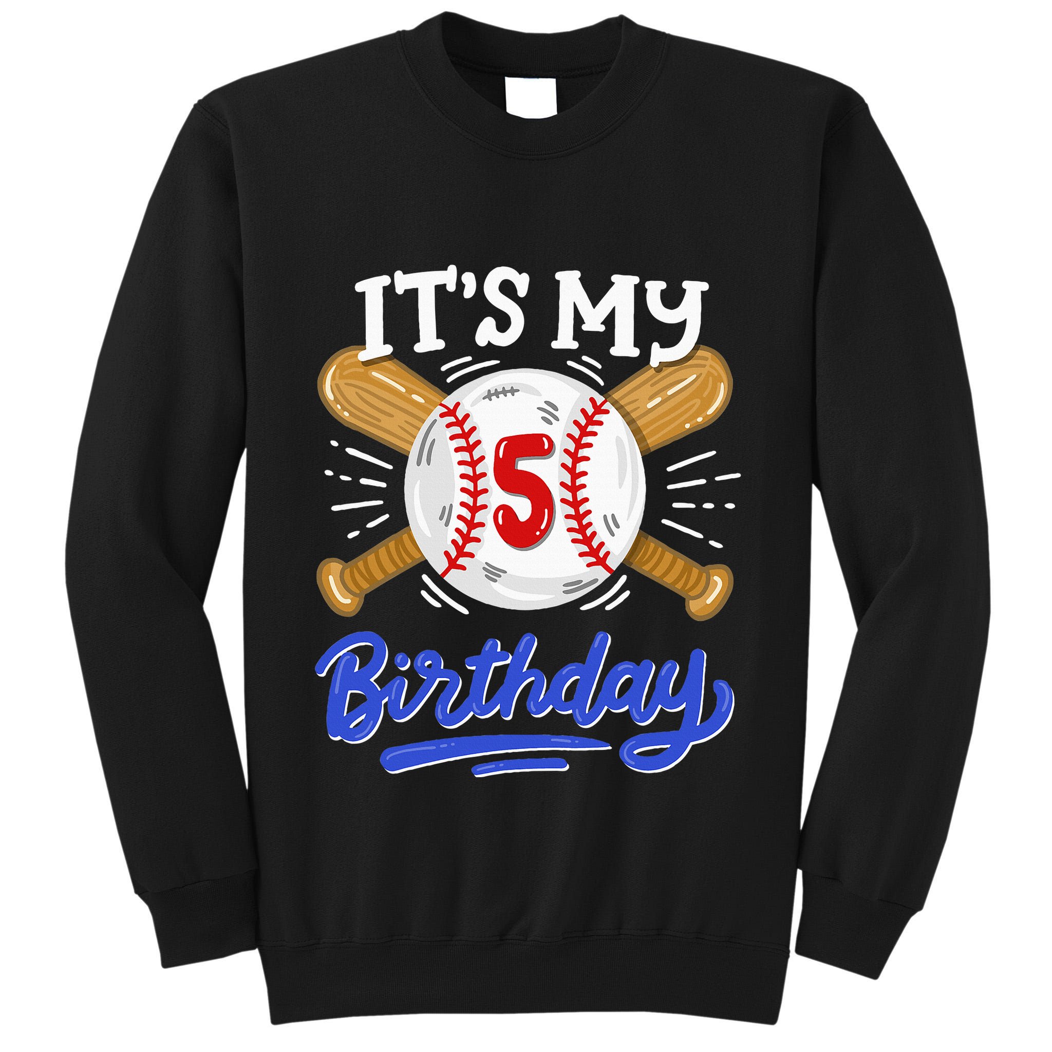 5th Baseball Birthday Party Sport Fan 5 Years Old Tall Sweatshirt