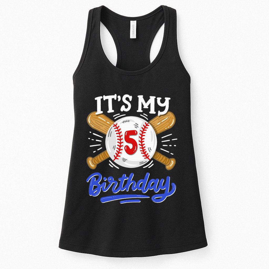 5th Baseball Birthday Party Sport Fan 5 Years Old Womens Tank Top