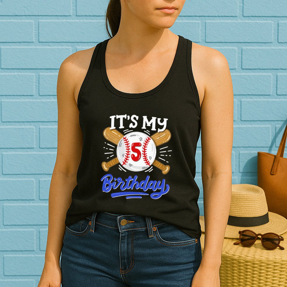 5th Baseball Birthday Party Sport Fan 5 Years Old Womens Tank Top