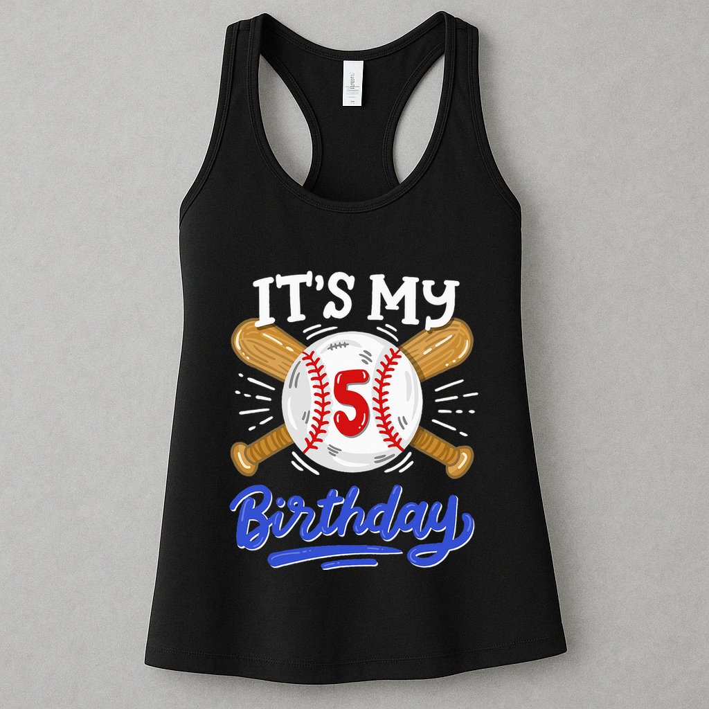 5th Baseball Birthday Party Sport Fan 5 Years Old Womens Tank Top