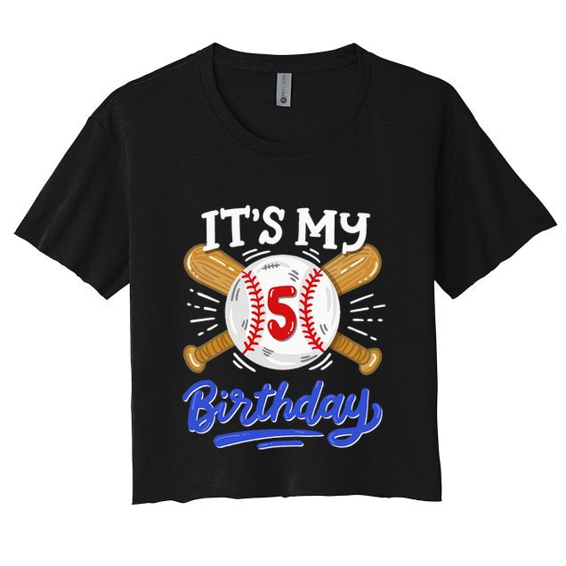 5th Baseball Birthday Party Sport Fan 5 Years Old Crop Top