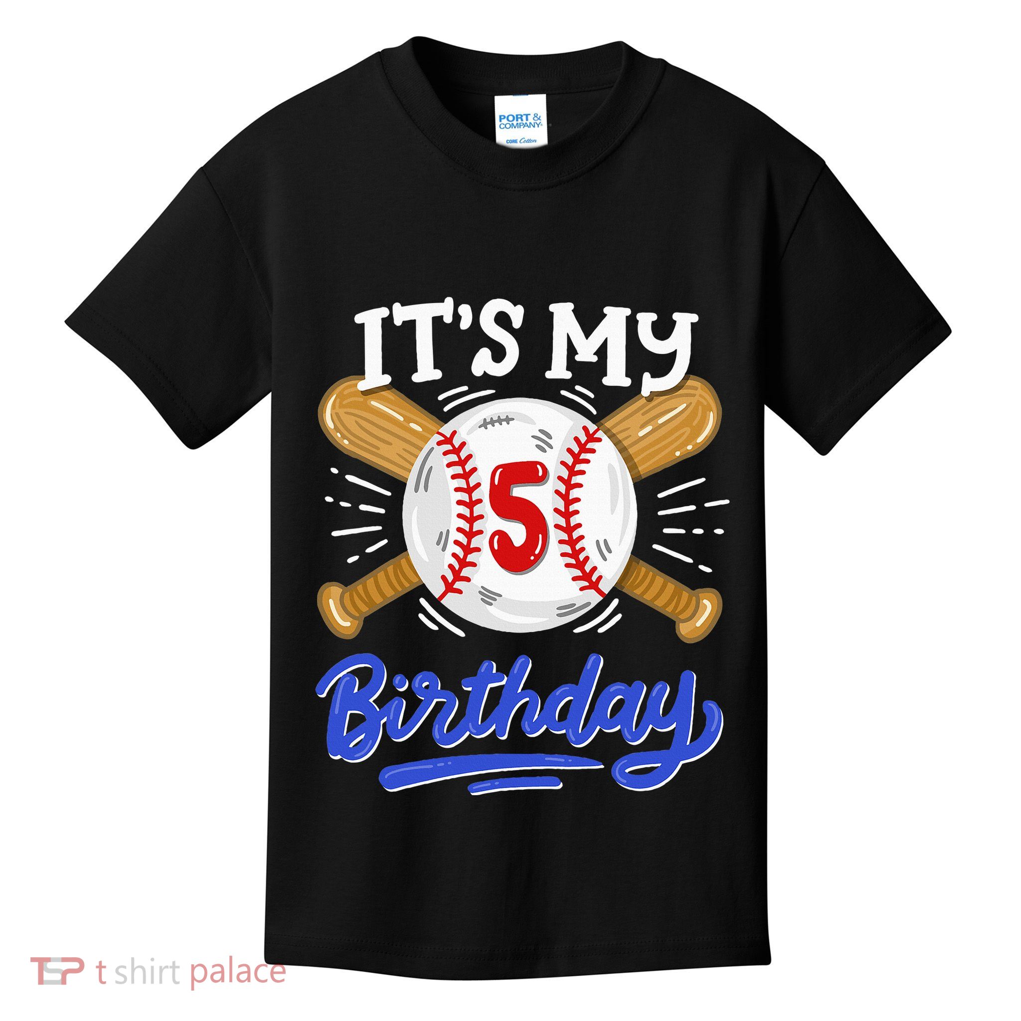 5th Baseball Birthday Party Sport Fan 5 Years Old Kids T-Shirt