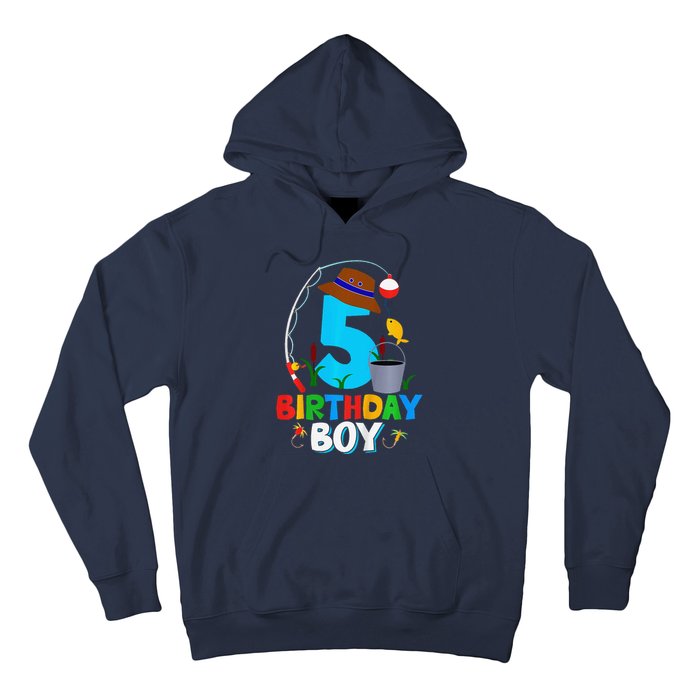 5th Birthday Boy Fishing Fish Bday Party Decorations Hoodie