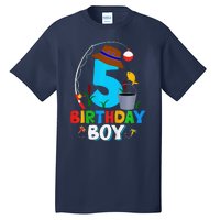 5th Birthday Boy Fishing Fish Bday Party Decorations Tall T-Shirt