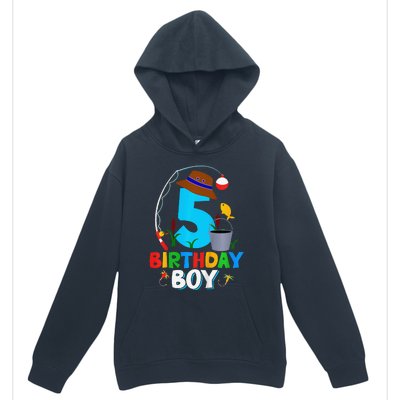 5th Birthday Boy Fishing Fish Bday Party Decorations Urban Pullover Hoodie