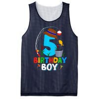 5th Birthday Boy Fishing Fish Bday Party Decorations Mesh Reversible Basketball Jersey Tank