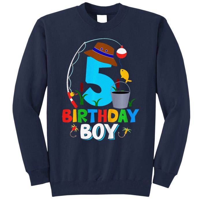 5th Birthday Boy Fishing Fish Bday Party Decorations Tall Sweatshirt