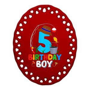 5th Birthday Boy Fishing Fish Bday Party Decorations Ceramic Oval Ornament